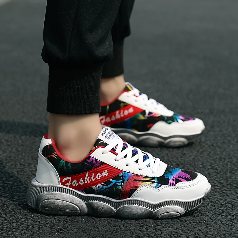 Кроссовки для мужчин, тренд, дышащие, Flyknit, мужские модные кроссовки, Вулканизированная обувь, zapatillas hombre, мужские кроссовки, брендовые - Цвет: RED