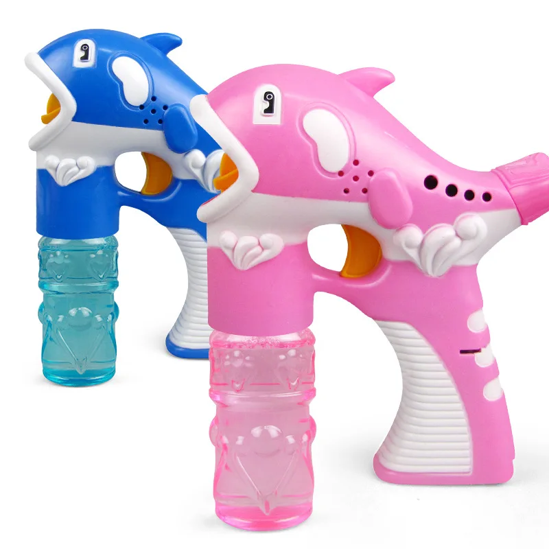 Children Fully Automatic Inertia Light And Sound Dolphin Small Adorable Duck Bubble Gun Two Bottles of Water Stall Hot Selling T