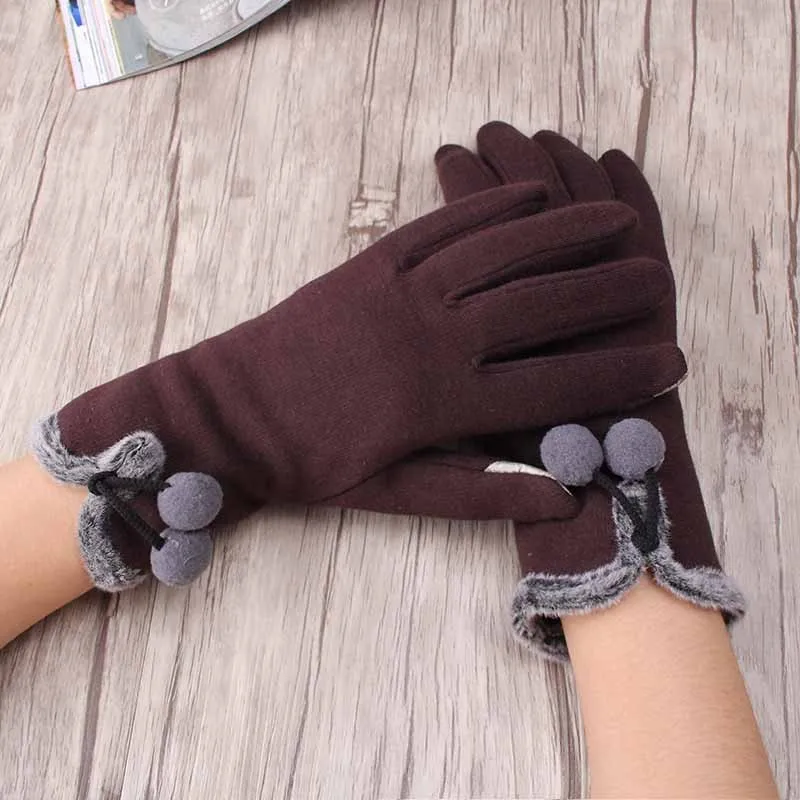 Теплые уличные утолщенные перчатки для девушек, однотонные тянущиеся женские зимние кашемировые перчатки, модные женские перчатки с открытыми пальцами