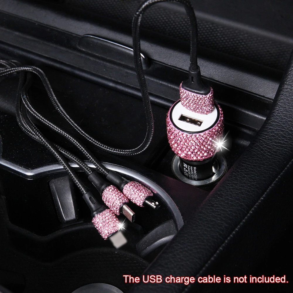 Мини USB Автомобильное зарядное устройство Bling Diamond двойной автомобильный usb-адаптер молоток безопасности ручной работы, со стразами кристалл Автомобильные украшения