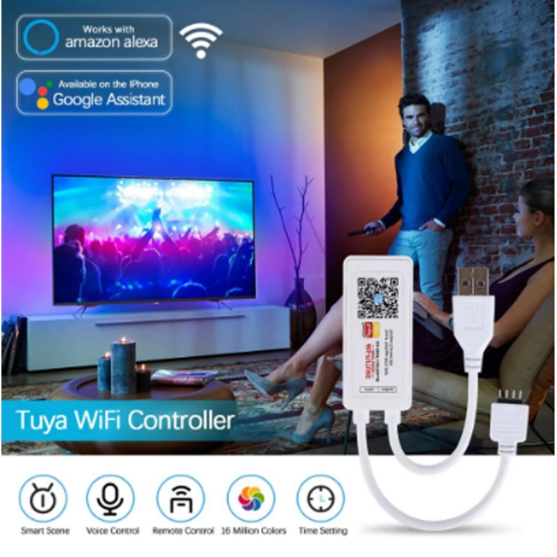 tuya WiFi APP smart mini LED controller USB DC 5v 6A Suitable for 2835 3528 5050 rgb led strip light color Transform usb interfa