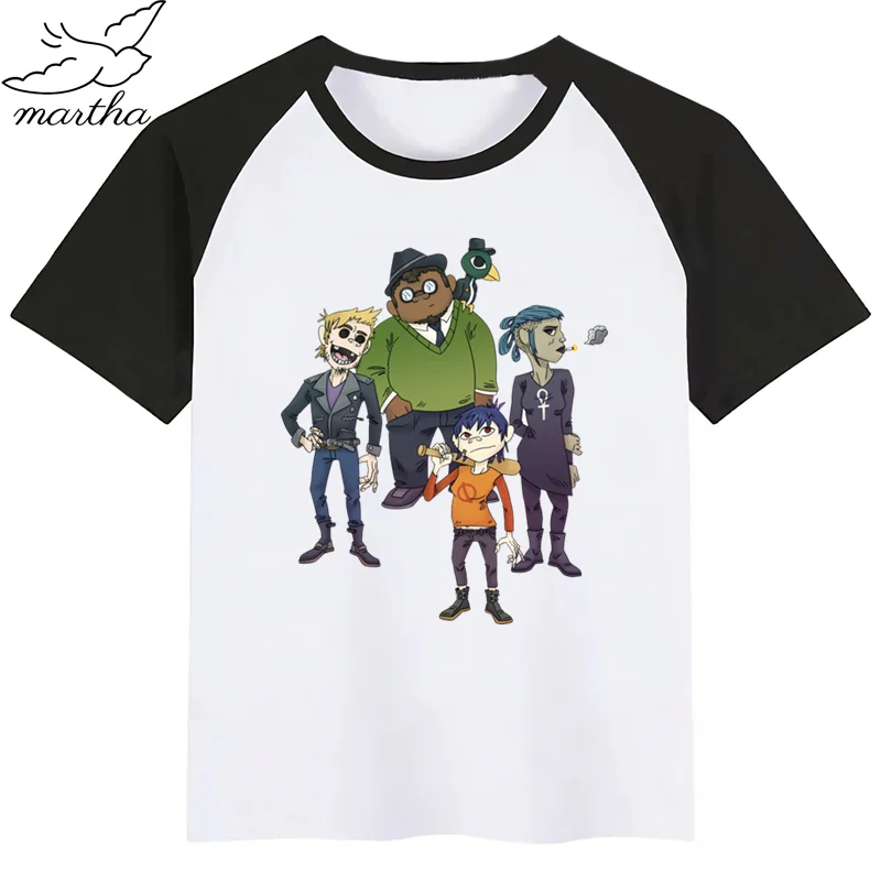 Gorillaz/Милая Детская футболка с рок-лентой детская одежда с короткими рукавами вечерние футболки с забавными рисунками для мальчиков и девочек