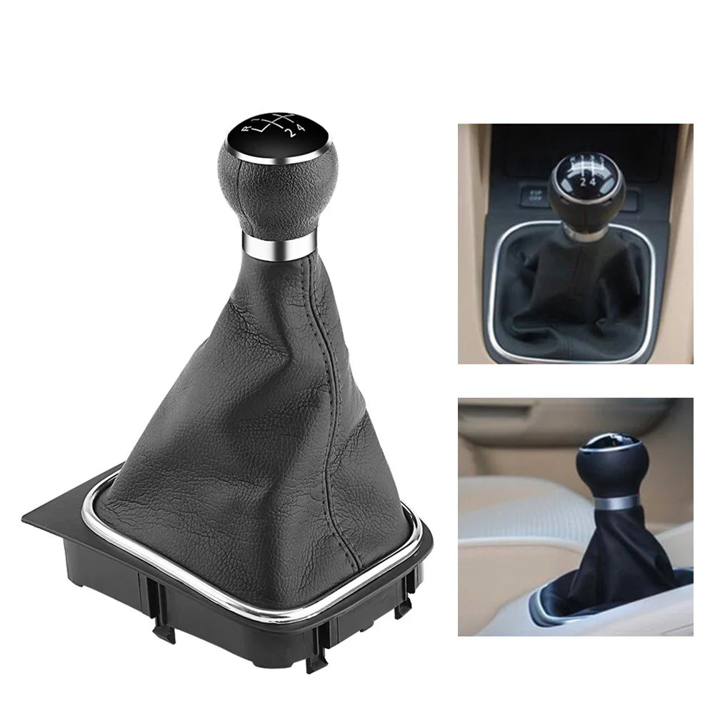 5 Speed Car Gear Shift Knob Gearstick Gaiter Boot Kit For Golf 6 MK5 MK6 Jetta 2005 2006 2007