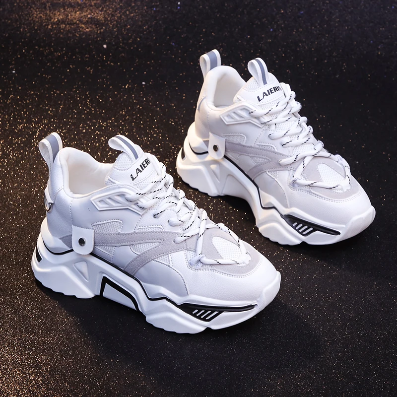 

Women's sneakers spring Low-cut non-slip wear-resistant elastic shock absorption Casual wild platform walking tide shoes U27-03