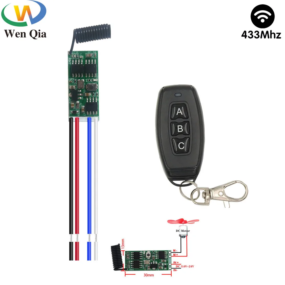 DC 3.7V 5V 12V 24V 1A Mini Wireless Remote Control Switch on Off Kit Momentary 433MHz