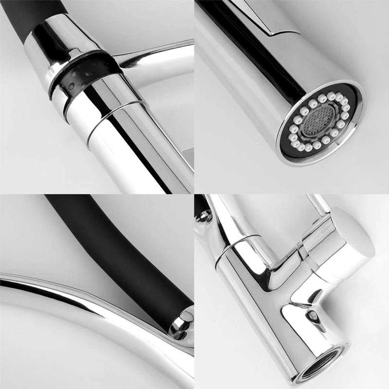 Gavaer faucets rubber design chrome mixer tap Taps Single Handle Pull Down Deck Sinks Faucet Rotating Modern Kitchen Faucet