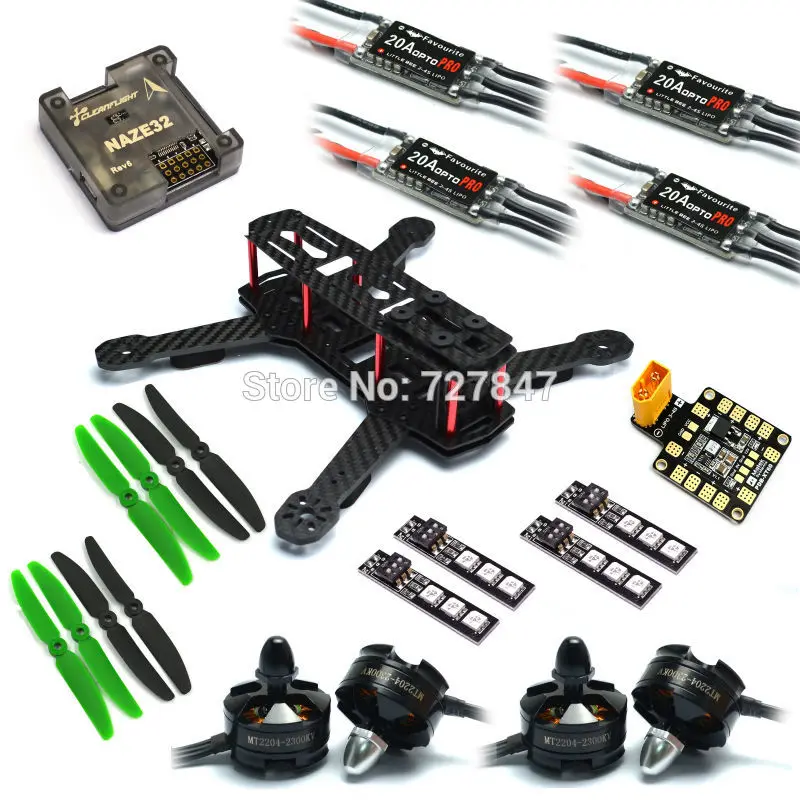 

ZMR250 V2 Quadcoper Frame With 4mm Arm LittleBee 20A OPTO PRO ESC Naze32 Rev6 / F3 Flight Control MT2204 2300kv Brushless motor