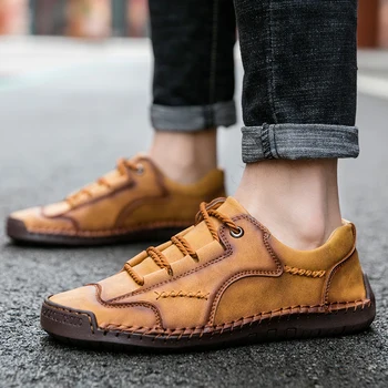 

Handmade 2020 Classic Men's Casual Shoes Roman Mens Moccasins Leather Mens Walking Shoes Comfortable Mens Shoes Size 39-48
