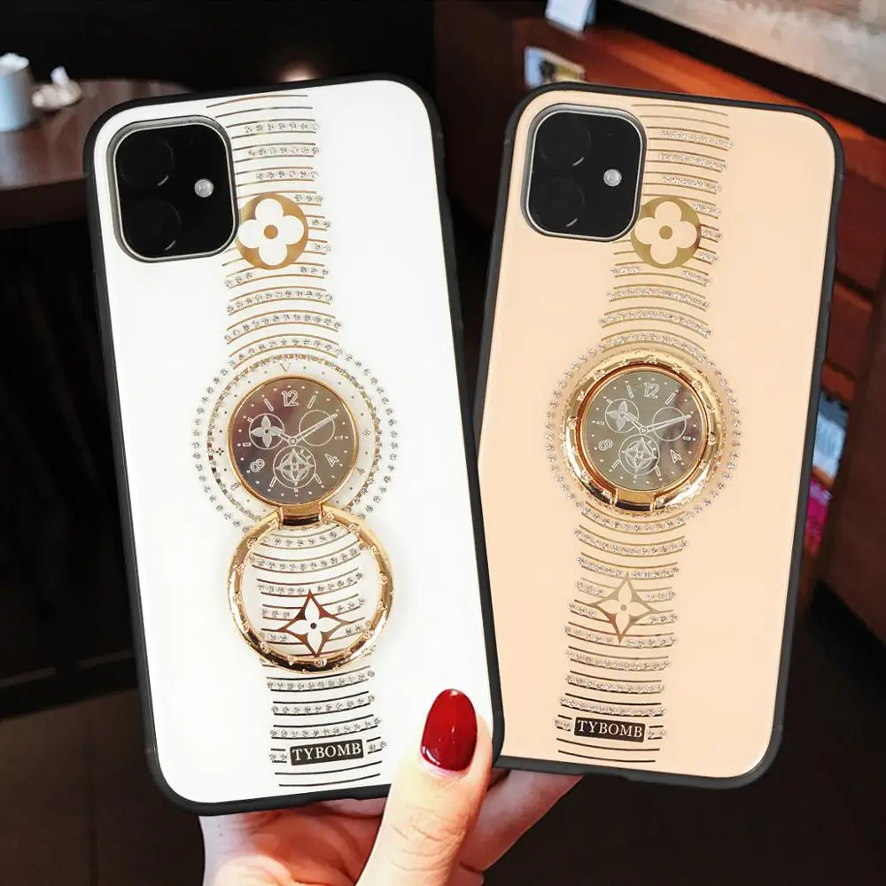 Модный роскошный Алмазный чехол для телефона iphone 11pro max x xr xs с кольцом bracketback 6 6s 7P 8
