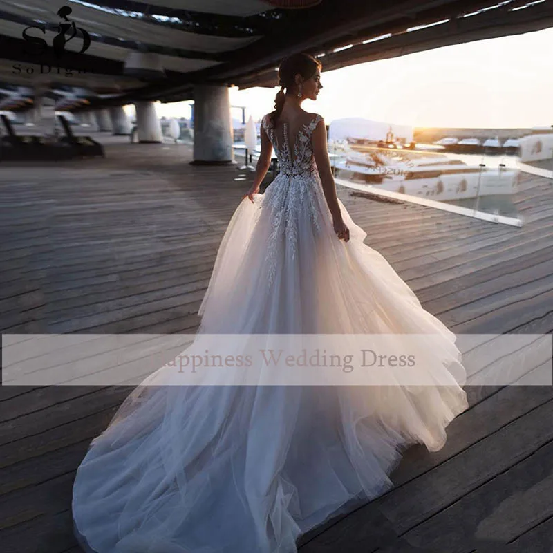 Vestidos-De-Novia-2020-Wedding-Dresses-3D-Floral-Lace-Appliques-Beach-Bridal-Gowns-Button-Back-Princess (2)