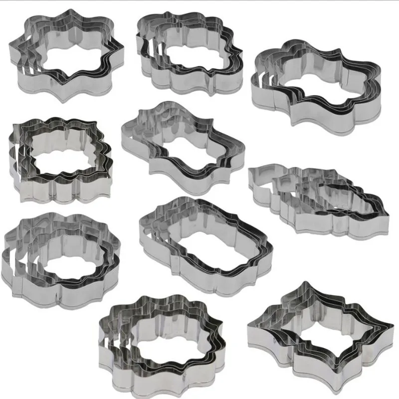 4PCS Blessing Frame Cookie Cutter cookie cutter cookie mould cookie printing mold baking mold Stainless Steel Biscuit Cookie Cutter Wedding Cake Mould Sugarcraft Baking Pastry Decorating DIY Tool