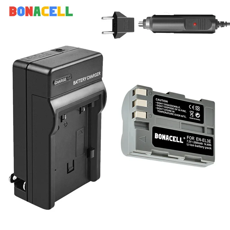 BONACELL 2600 мА/ч, EN-EL3e RU EL3e EL3a ENEL3e Камера Батарея+ Зарядное устройство для Nikon D300S D300 D100 D200 D700 D70S D80 D90 D50 - Цвет: 1 Battery Charger