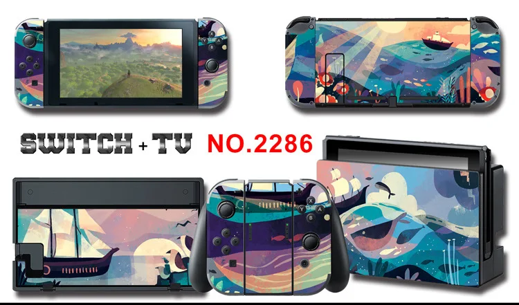 1set New Cute Anime Full Body Sticker for NS Switch Protective Cover Skin Colorful Art for Game Console Joy-Con Controller Decor