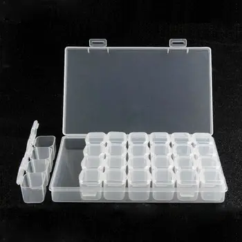 

Storage Tool DIY Removable Clear Plastic Organizer Nail Art Rhinestone 28 Diamonds Jewelry Grid Earrings Bead Necklace Storage