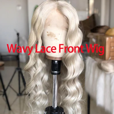 wavy texture Парики 180% Плотность пепельного цвета блонд Синтетические волосы на кружеве человеческих волос парики бразильских неповреждённых эффектом деграде(переход от темного к блондинка 13x4 прозрачный Синтетические волосы на кружеве парик - Цвет: wavy texture