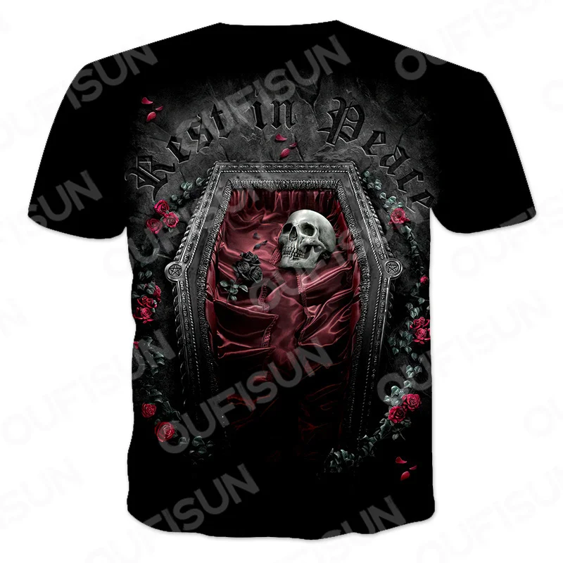 Casual Summer T-shirt Men 2021 3d Skull 