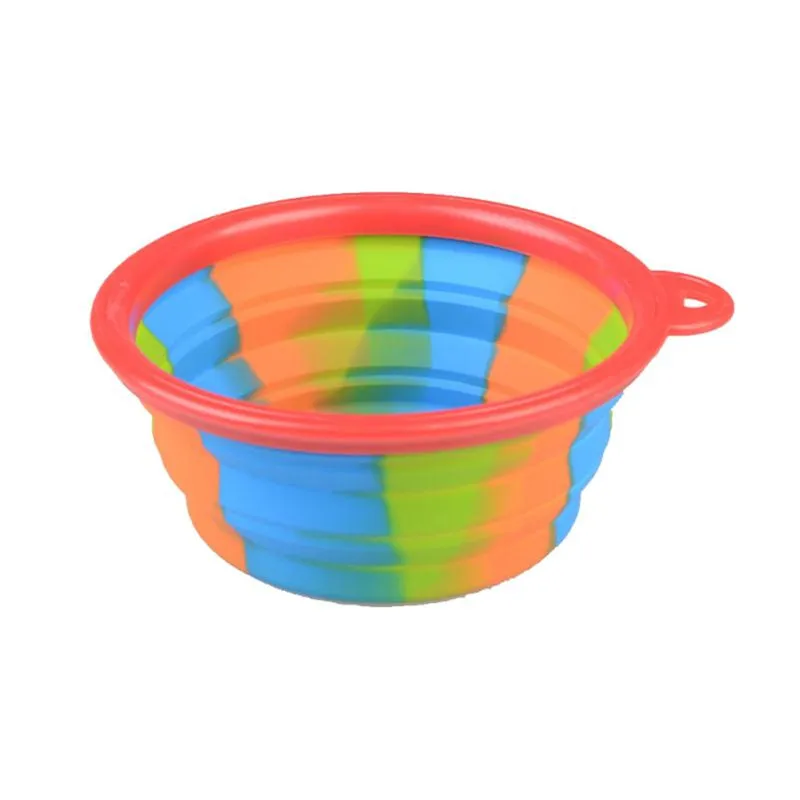 

Colorful Camouflage Pet Dog Bowl Portable Folding Travel Puppy Feeder Collapsible Color Foldable Doggy Cats Water Bowls #B20