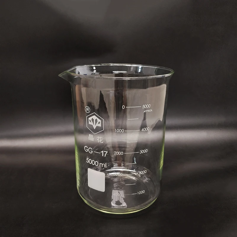 

Beaker in low form,Capacity 5000ml,Double tick mark,Laboratory beaker,High borosilicate glass