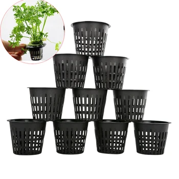 

10Pc 3" Mesh Plants Nursery Pots Cup Basket Hydroponic System Garden Plant Grow Vegetable Cloning Foam Insert Seed Germinate Pot