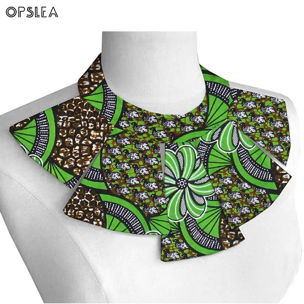 

Opslea Dashiki Women's African Ankara Print Necklace 100% Cotton Fabric Tribal Bib Collar Necklace African National Jewelry