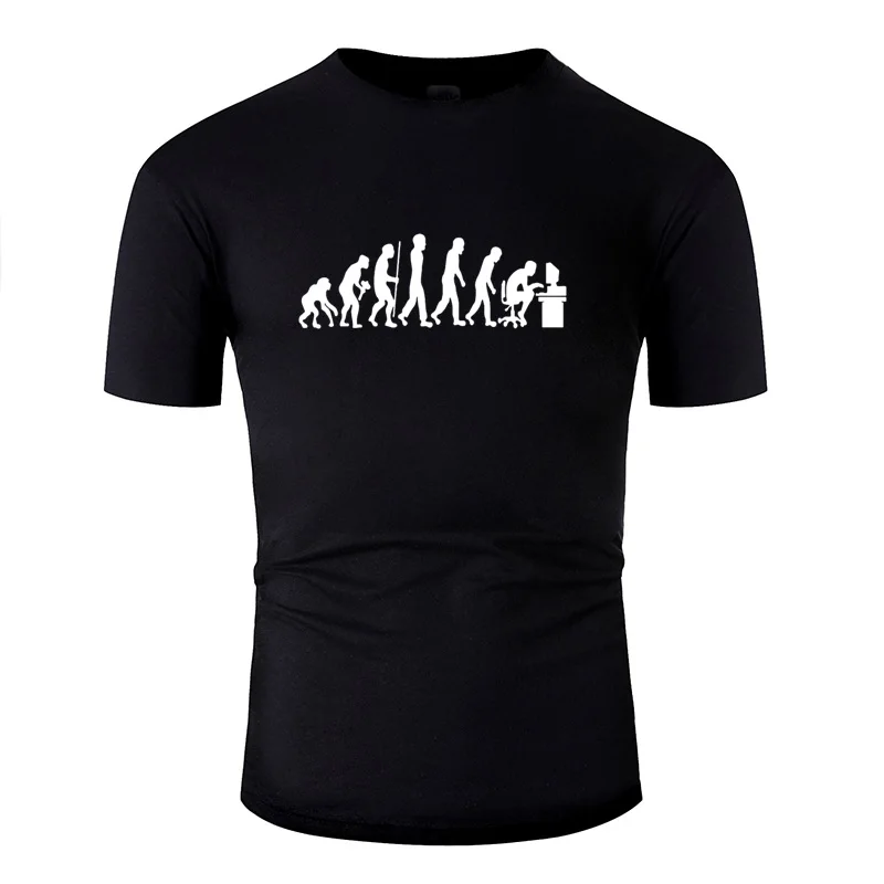 Print Fashion Evolution Of Geek T Shirt For Men Humor Letters Harajuku And Women Tshirts O Neck Clothing | Мужская одежда