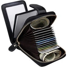 Mylifeuni-тип рчид кредитный держатель для карт на молнии, сумка для визиток, кожаный защитный кошелек для кредитных карт для мужчин и женщин