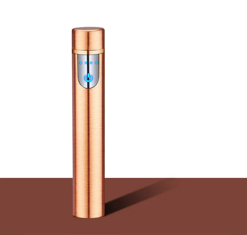 Мини цилиндрическая usb зарядка Электронная зажигалка сенсорный датчик переключатель прикуривателя плазменная ветрозащитная Зажигалка для прикуривателя - Цвет: gold