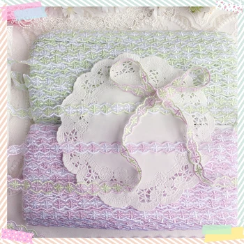 

Pink green flower embroidery mesh narrow baby clothes lace DIY handmade clothing necklace material