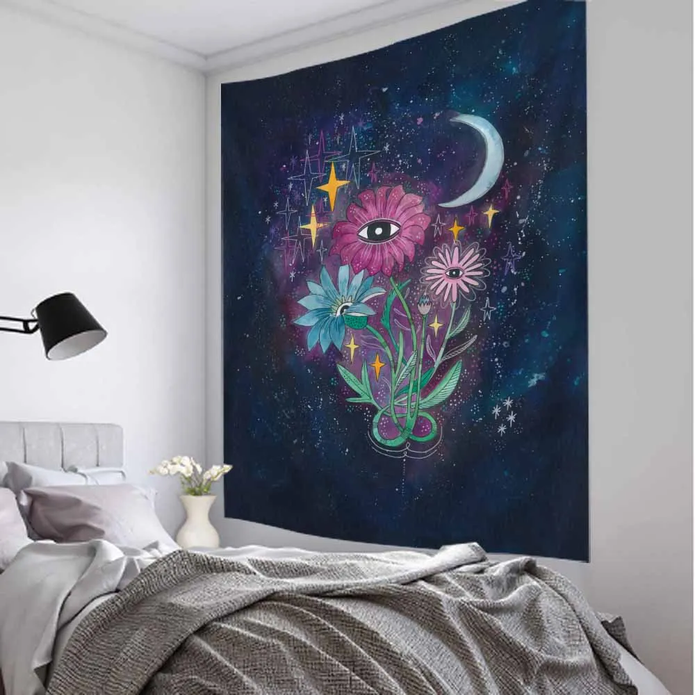 Retro mandala tapestry elephant head Buddha psychedelic flower plant wall hanging bohemian aesthetics home wall decoration 6