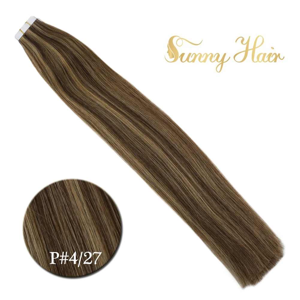VeSunny волосы для наращивания на ленте, натуральные человеческие волосы, гр/шт, блонд, яркие цвета, клейкие волосы на ленте, 10 шт., 20 шт., 40 шт