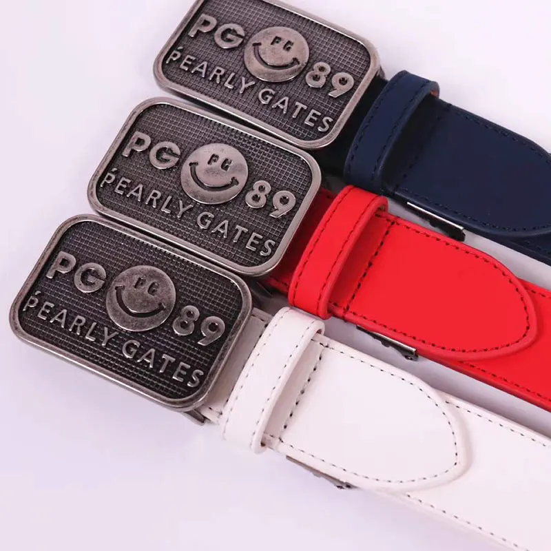 mens black leather belt Golf Leisure Sports Belt Retro Alloy Buckle Frosted Texture Belt Length Can Be Cut Golf Accessories Free Shipping snap belt