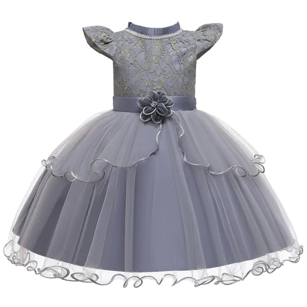 Праздничное платье для малышей Новая детская одежда для сцены для детей от 2 до 10 лет высококачественное детское платье принцессы - Цвет: Серый