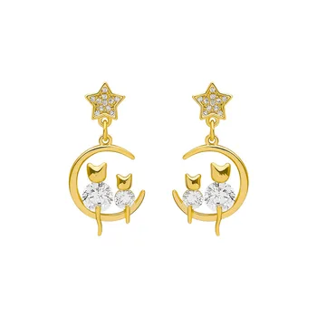 

Cat earrings Korean earrings needle earrings high-quality earrings new tide earrings female
