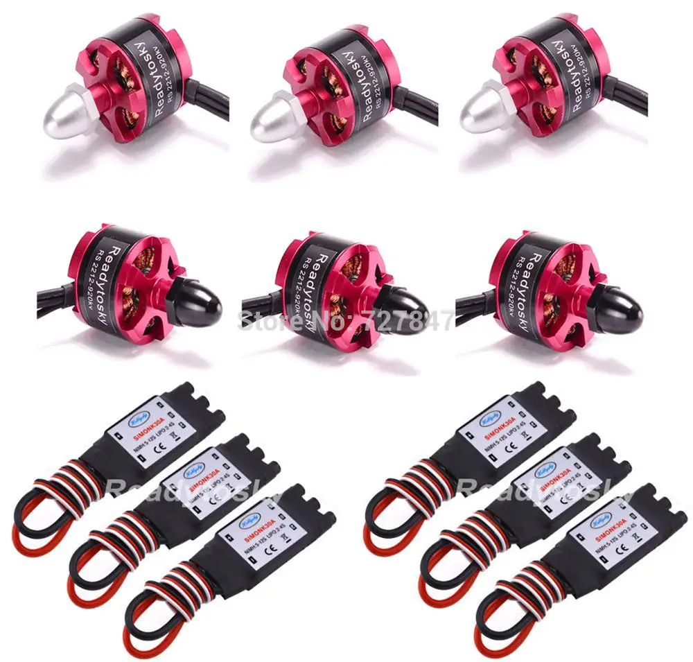 

6 X 2212 920KV CW CCW Brushless Motor + 6 X 30A Simonk ESC with 3.5mm Connector for F330 F450 F550 S550 F550 Multicopter