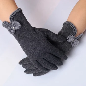 

Winter Autumn New Fashion Women Full Finger Button Gloves Cashmere Stitching Glove Warm Adult Elegant Mittens