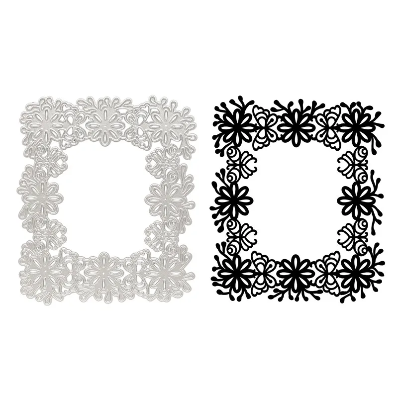 

GJCrafts Flower Butterfly Frame Metal Cutting Dies Embossing Stencil Scrapbook Spring Holiday Template Punch Paper Crafts New