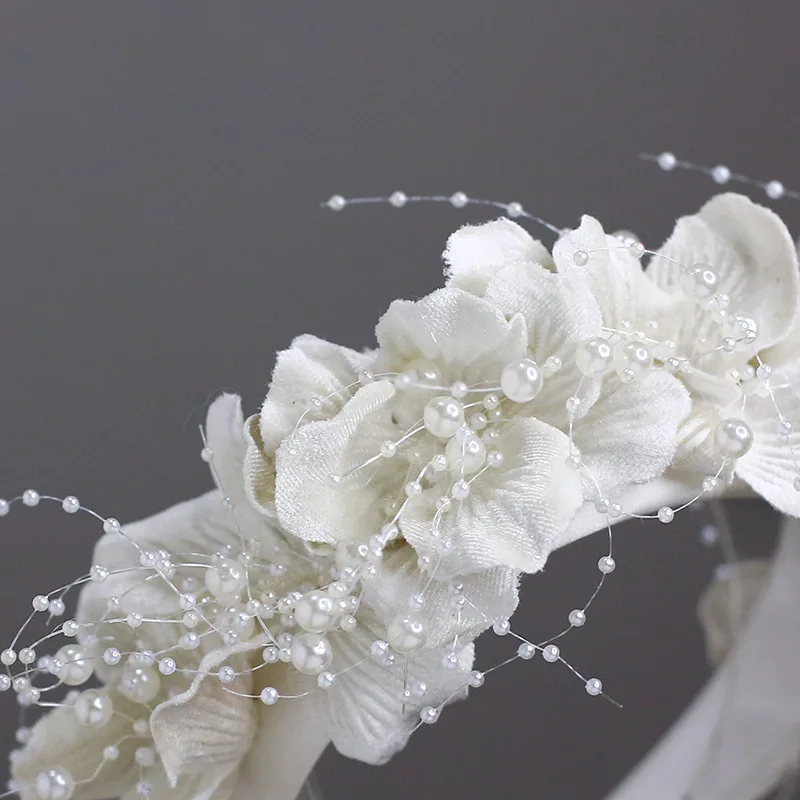 French White Flower Hairband women elegant tiara wedding bride hair Accessories hair accessories bridal hair accessories