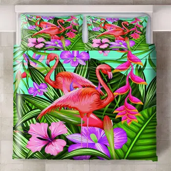 

Summer Leaves Flamingo Unicorn 3Pcs/Set Cartoon Bedding Set Sheet Children Room Bed Sheet Pillow case Bedding Set