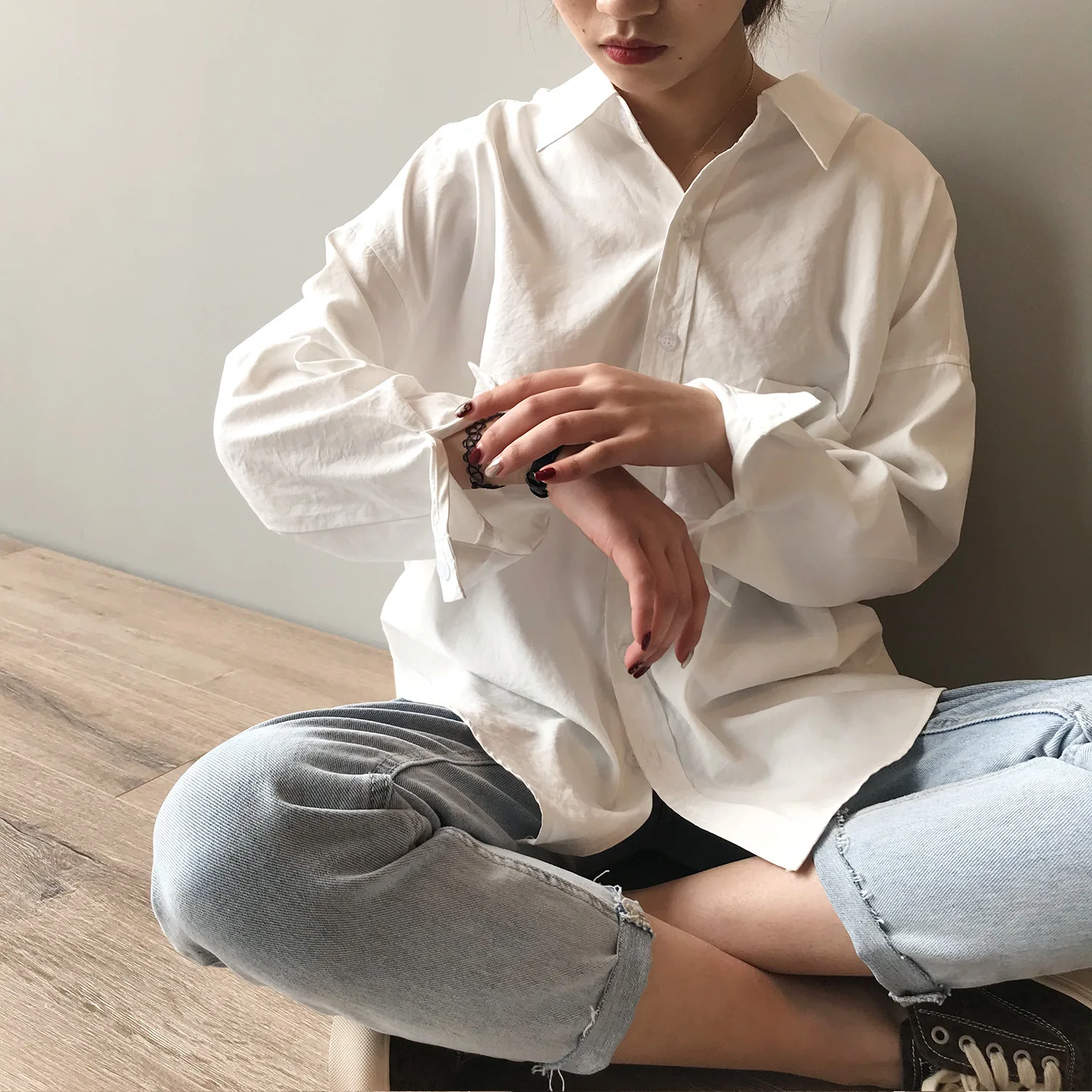 Suede Long Sleeve Retro Shirt Blusas Ladies Blouse Roupa Feminina Tops Formal Autumn Lapel White Women Streetwear | Женская одежда