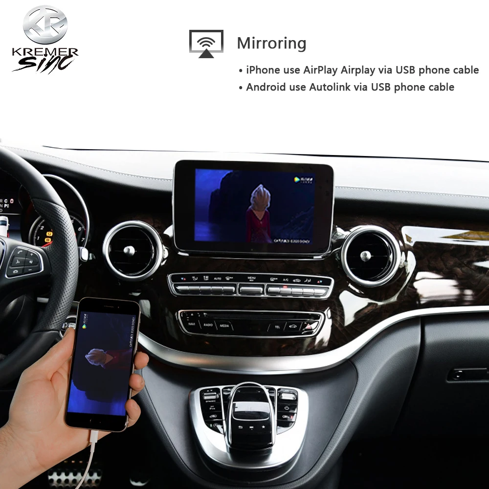 Зеркальный беспроводной Apple CarPlay Android Авто модернизация iSmart авто для Mercedes Benz V / R