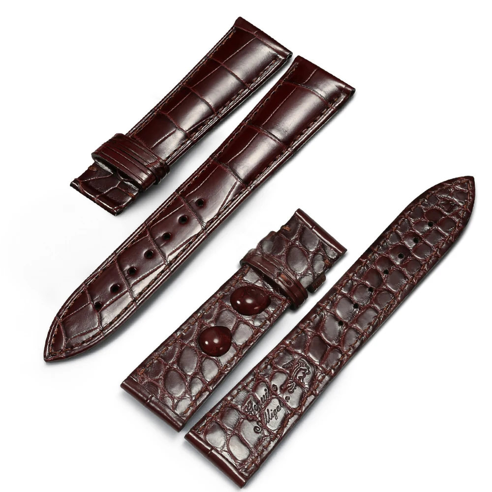 Genuine Crocodile Leather Watchband  14mm 16mm 18mm 19mm 20mm 21mm 22mm Watches Strap Coffee Black Butterfly Buckle Watch Band