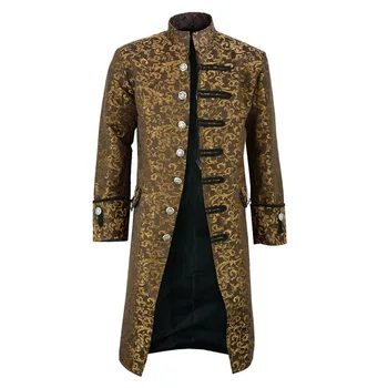 

Plus Size Goth Steampunk Jacket Men Halloween Formal Gothic Victorian Frock Coat Cosplay Costume Party Mens Retro Long Tailcoat