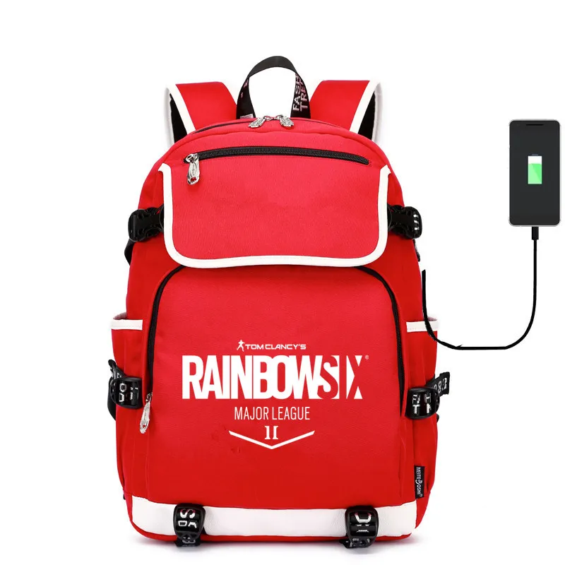C Игра Rainbow Six Siege школьные сумки из холщовой ткани, рюкзаки зарядка через usb сумка для ноутбука дорожная сумка рюкзак для подростков - Цвет: C