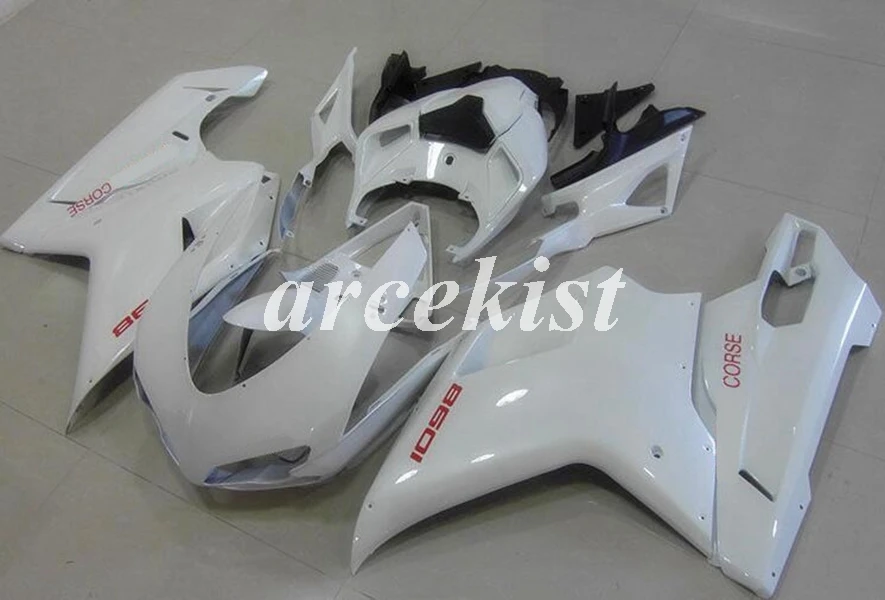 ABS полный обтекатель комплект подходит для DUCATI 848 evo 1098 1198 1098S 2007 2008 2009 2010 2011 2012 набор черный - Цвет: white