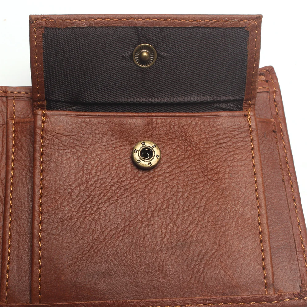 Buy MVE® Carrken Genuine Leather Wallet Men/boy Purse Bifold Slim Wallet  Card Holder Men Wallet with Zipper Coin Pocket (Brown) at Amazon.in