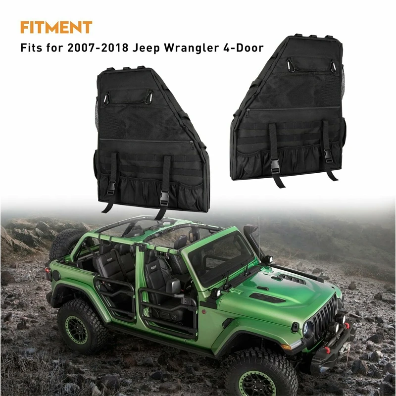 

Saddlebag Roll Bar Storage Bag Cargo Cage Fit for 1997-2018 Jeep Wrangler JK TJ LJ & Unlimited 4-Door with Multi-Pockets (2Pcs)