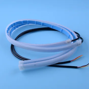 

2pcs 60cm Flowing Flexible LED DRL Turn Signal Strip Headlight Light Silicone for Slim Sequential