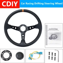 14 дюймов 350 мм из искусственной кожи гоночный автомобиль Руль алюминиевый сплав глубокий кукурузный блюдо Спорт дрейфующий руль универсальный