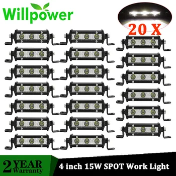 

Willpower 4 inch 15W Spot Super Slim Single Row Mini Led Light Bar Work Light Driving SUV OffRoad Bar 12V 24V for 4X4 4WD