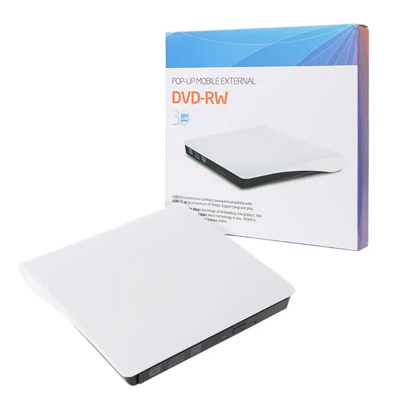 Тонкий Внешний USB3.0 записываемый DVD-ROM Drive DVD-RW привод горелки для ПК ноутбука